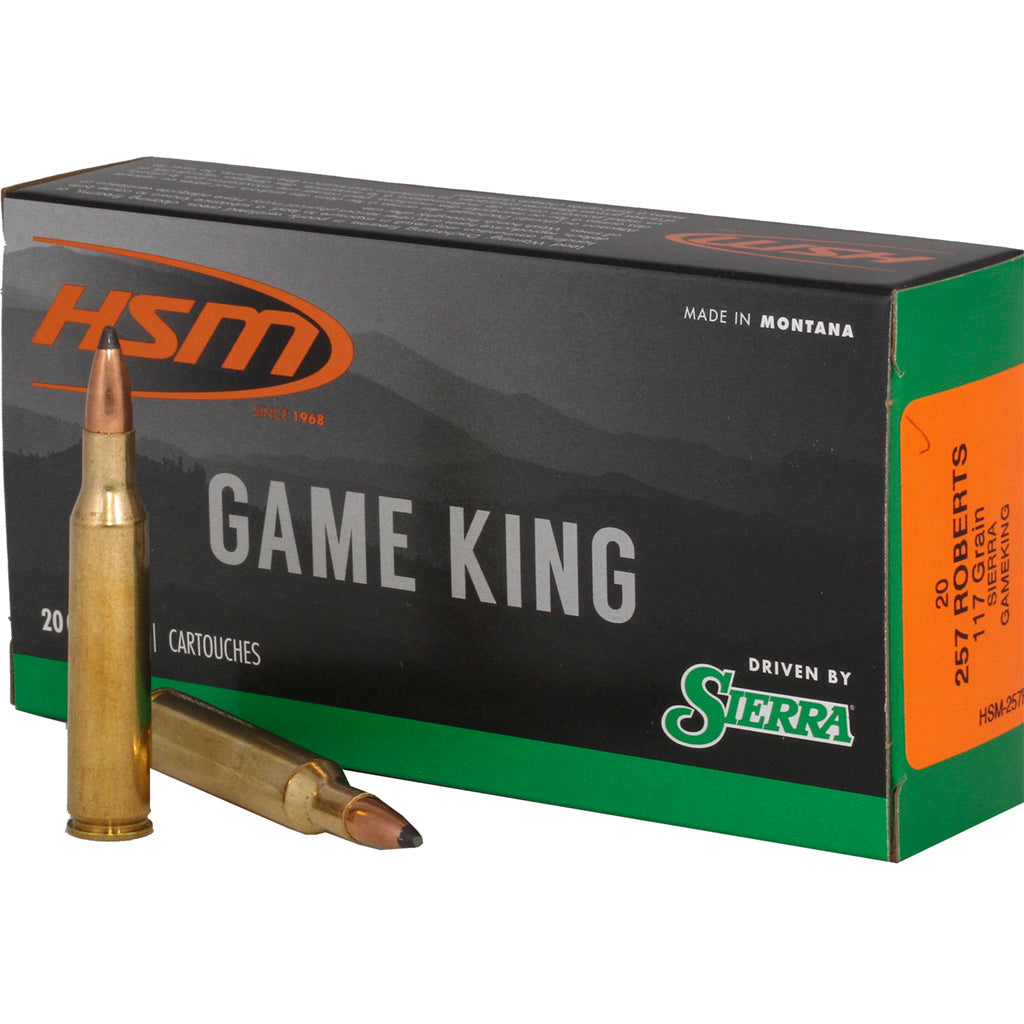 HSM Game King Rifle Ammunition 257 Roberts Sierra Spitzer BT 117 gr. 20 rd.