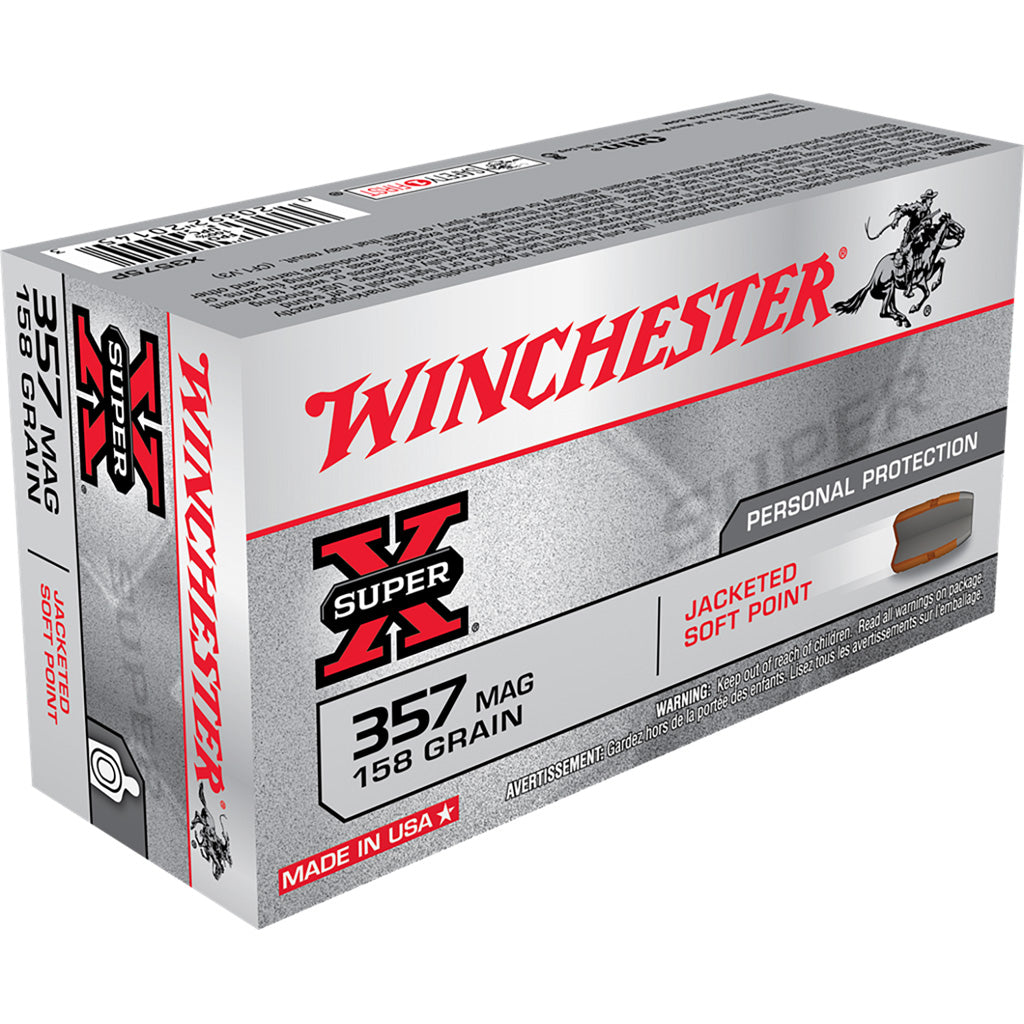 Winchester Super-X Pistol Ammo 357 mag. 158 gr. JSP 50 rd.