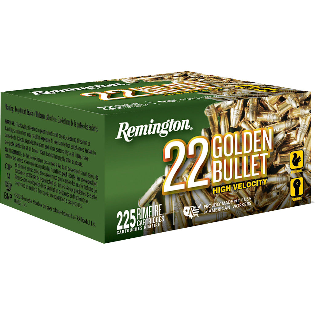 Remington Golden Bullet Rimfire Ammo 22 LR. 36 gr. HP 225 rd.