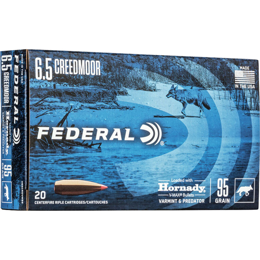 Federal Varmint & Predator Rifle Ammo 6.5 Creedmoor 95 gr. V-Max 20 rd.