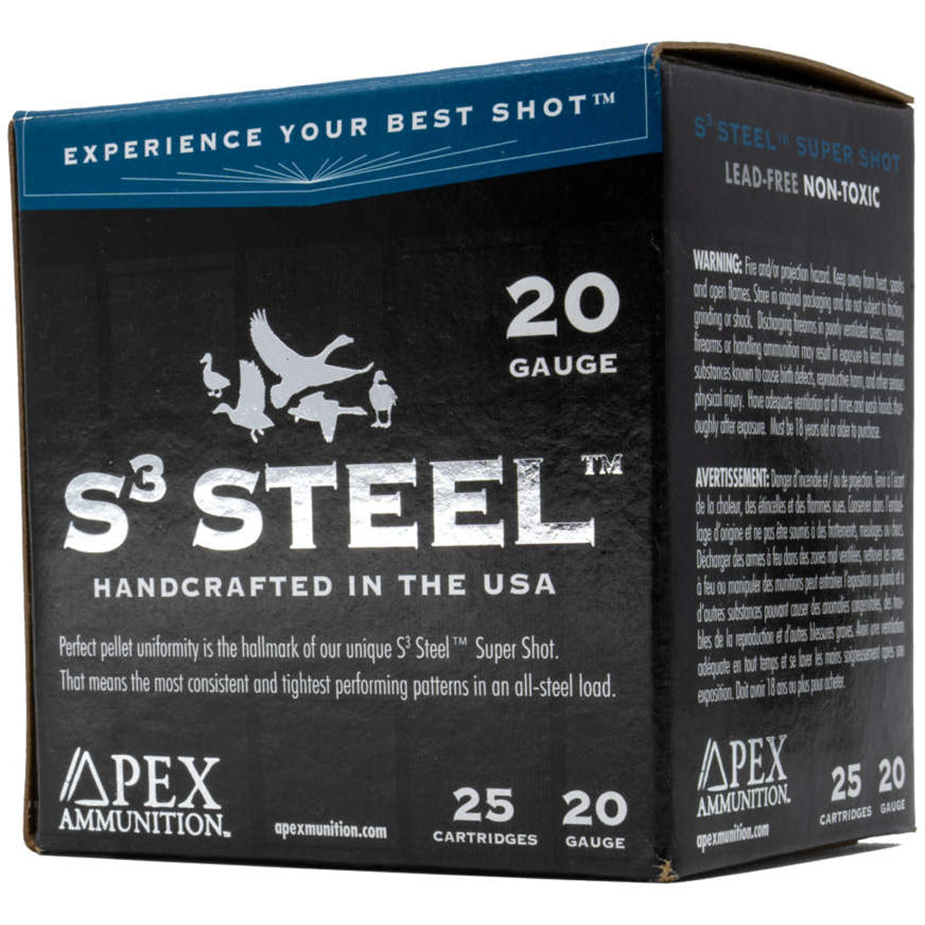Apex Waterfowl S3 Steel Shotgun Ammo 20 ga. 3 in. 1oz #4 25 rd