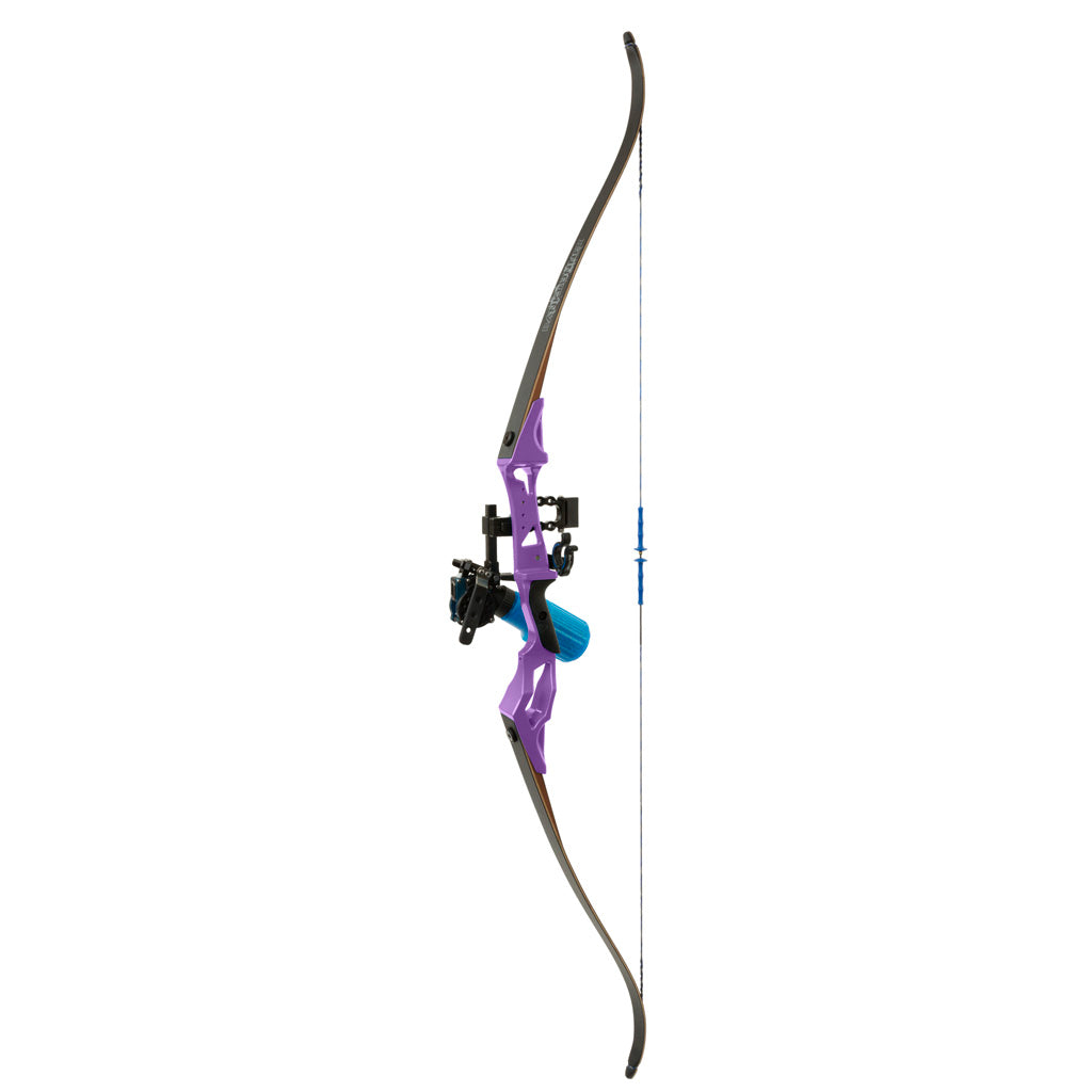 Fin Finder Bank Runner Bowfishing Recurve Package with Winch Pro Bowfishing Reel Purple 35 lbs. RH
