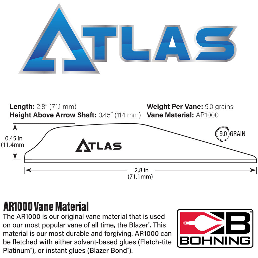 Bohning Atlas Vanes Silver 100 pk.