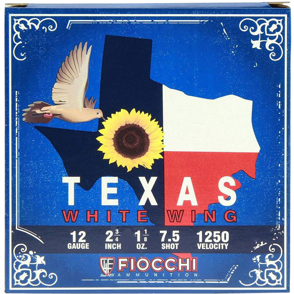 Fiocchi Texas White Wing Shotgun Ammo 12 ga. 2.75 in. 1 1/8 oz. 1250 FPS 7.5 Shot 100 rd