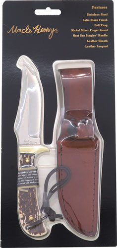 Uncle Henry Knife Staglon 4" - Caper W/leather Sheath