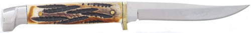 Bear & Son India Stag Bird & - Trout 3" W/leather Sheath Usa