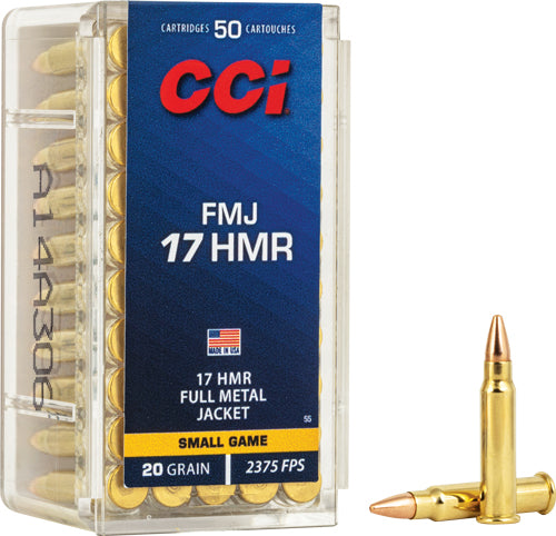 Cci 17hmr 20gr Fmj 2375fps - 50rd 40bx/cs