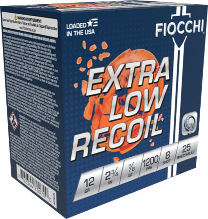 Fiocchi Low Recoil 12ga 2.75" - 7/8oz #8 1200fps 250rd Case