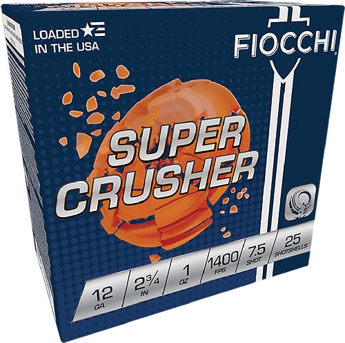 Fiocchi Crusher 12ga 2.75" 1oz - #7.5 1300fps 250rd Case Lot