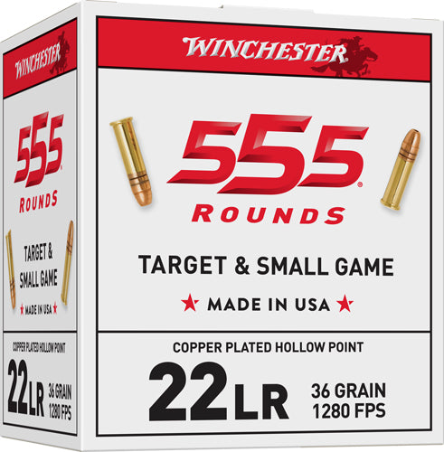 Winchester 22lr 36gr Plated Hp - 1280fps 555rd 10bx/cs