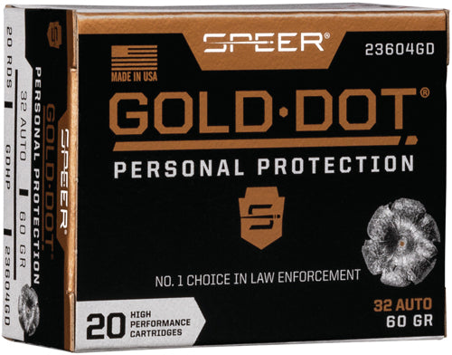 Speer Gold Dot 32 Acp 60gr - Gdhp 20rd 10bx/cs