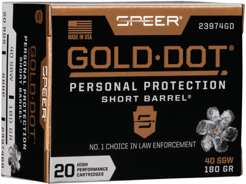 Speer Gold Dot 40 Sw 180gr - Gdhp Short Barrel 20rd 10bx/cs