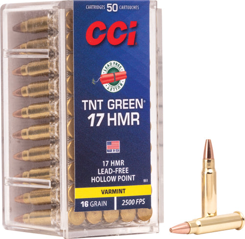 Cci Green Lead Free 17hmr 16gr - Tnt-hp 2500fps 50rd 40bx/cs