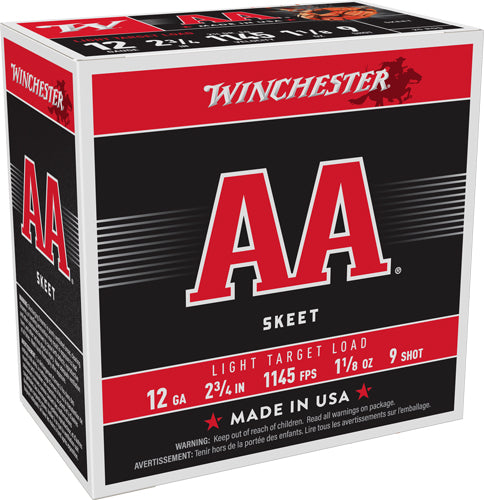 Winchester Aa 12ga 2.75" - 1-1/8oz #9 1145fps 250rd Case