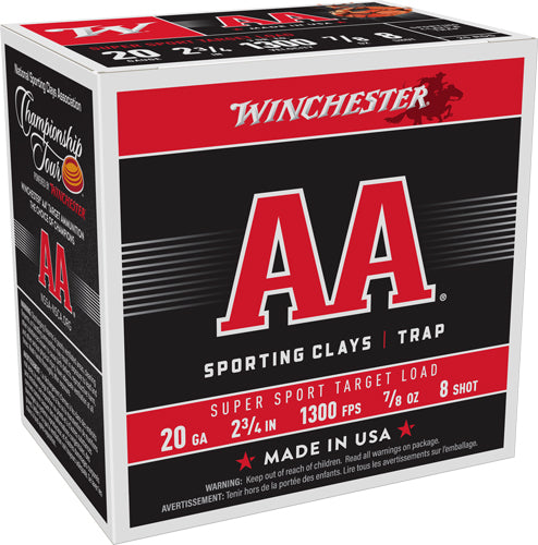 Winchester Aa 20ga 2.75" 7/8oz - #8 1300fps 250rd Case Lot