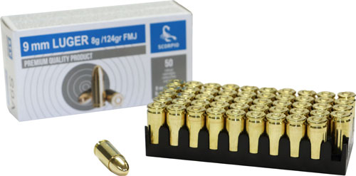 Scorpio 9mm Luger 124gr Fmj - 50rd 20bx/cs