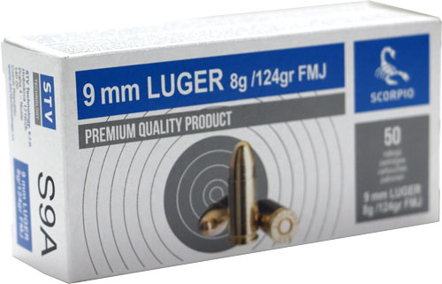 Scorpio 9mm Luger 124gr Fmj - 50rd 20bx/cs