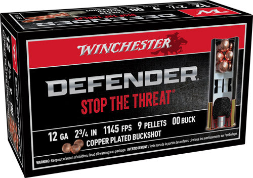 Winchester Defender 12ga 2.75" - 00 Buck 9 Pellets 10rd 10bx/cs