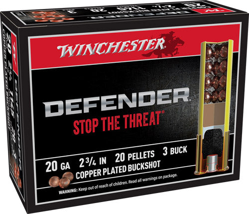Winchester Defender 20ga 2.75" - #3 Buck 20-pellet 10rd 10bx/cs