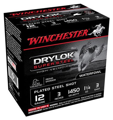 Winchester Drylok 12ga 3" - 1-1/4oz #3 25rd 10bx/cs <