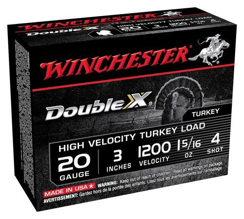 Winchester Double-x 20ga 3" - 1-5/16oz #4 10rd 10bx/cs