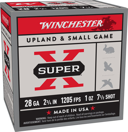 Winchester Super-x 28ga 2.75" - 1oz #7.5 1205fps 25rd 10bx/cs
