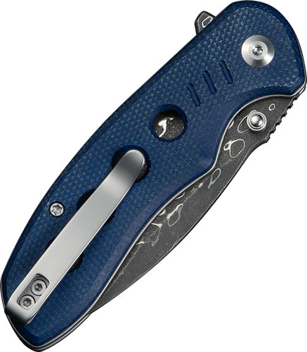 Civivi Knife Triptych 2.97" - Blue Canvas Micarta Damascus