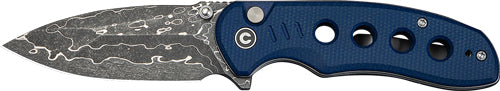Civivi Knife Triptych 2.97" - Blue Canvas Micarta Damascus