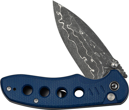 Civivi Knife Triptych 2.97" - Blue Canvas Micarta Damascus