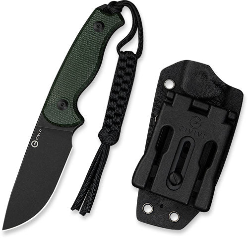 Civivi Knife Timberbark 3.2" - Fixed Green Micarta/blk Stnwsh