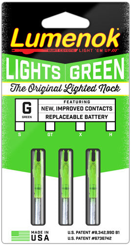 Lumenok Lighted Nock - Gt-series Green 3pk