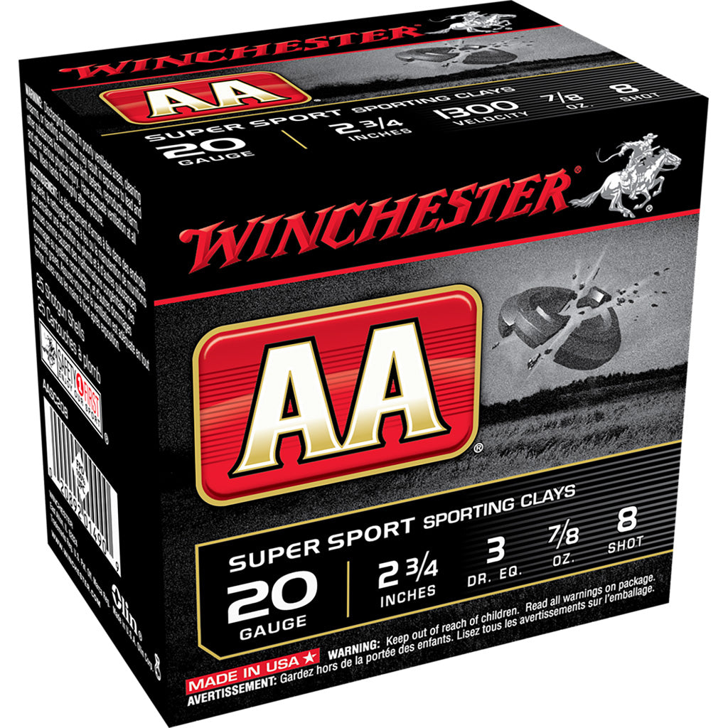 Winchester AA Sporting Clays Load 20 ga. 2.75 in. 7/8 oz. 8 Shot 25 rd.