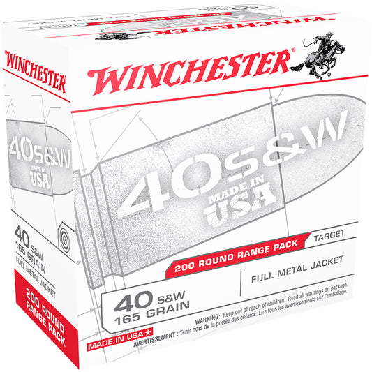 Winchester USA Pistol Ammo 40 S&W 165 gr. FMJ 200 rd.