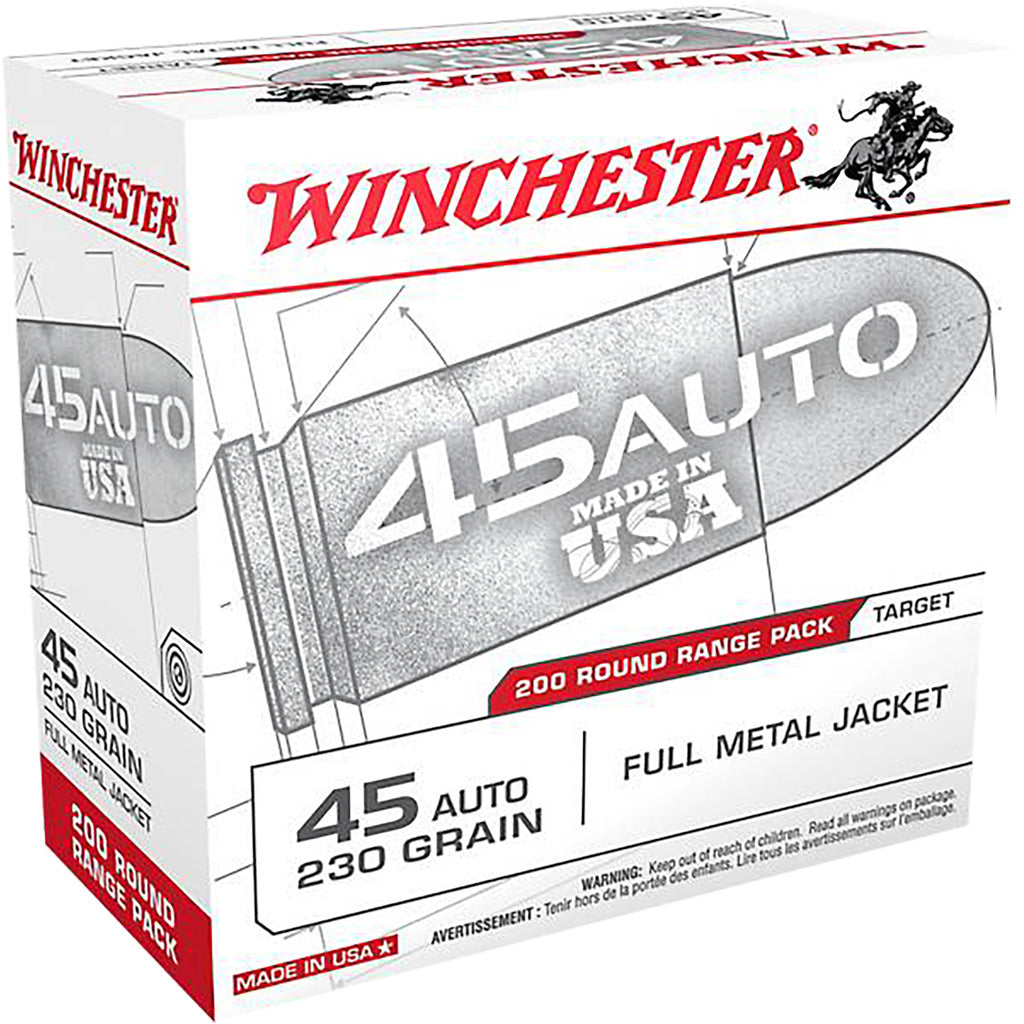 Winchester USA Pistol Ammo 45 ACP 230 gr. FMJ 200 rd.
