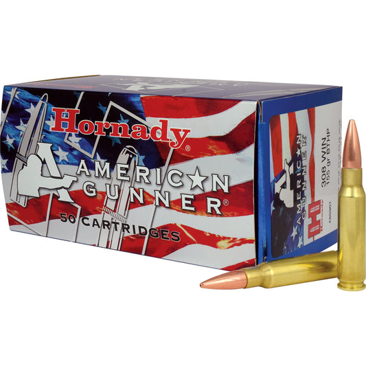 Hornady Amercian Gunner Rifle Ammo 308 Win. 155 gr. BTHP Match 50 rd.
