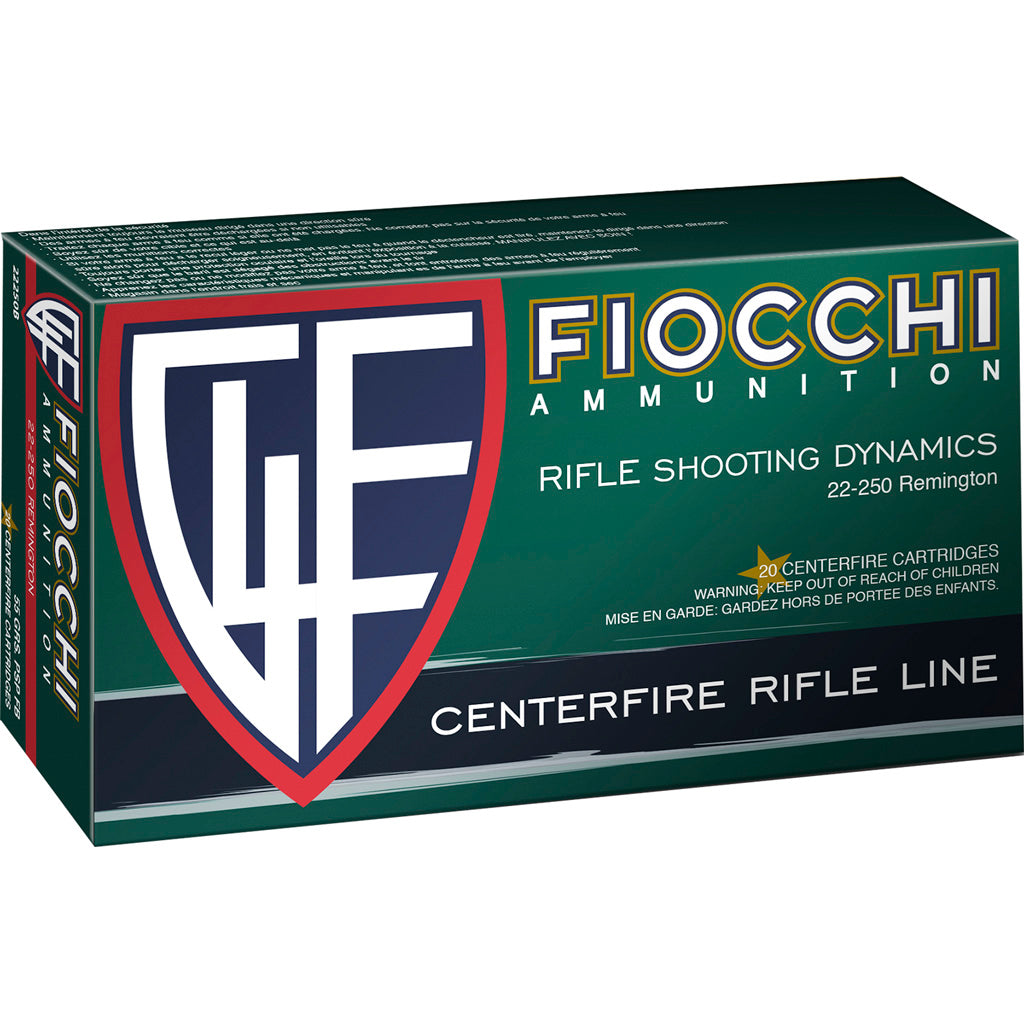 Fiocchi Field Dynamics Centerfire Rifle Ammo 22-250 Rem. 55 gr. PSP 20 rd.