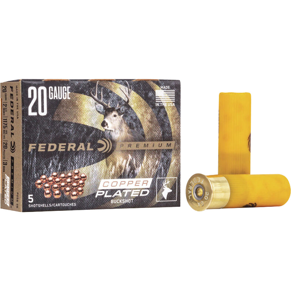 Federal Premium Vital Shok Shotgun Ammo 20 ga. 2.75 in. 20 Pellets 3 Buck 5 rd.