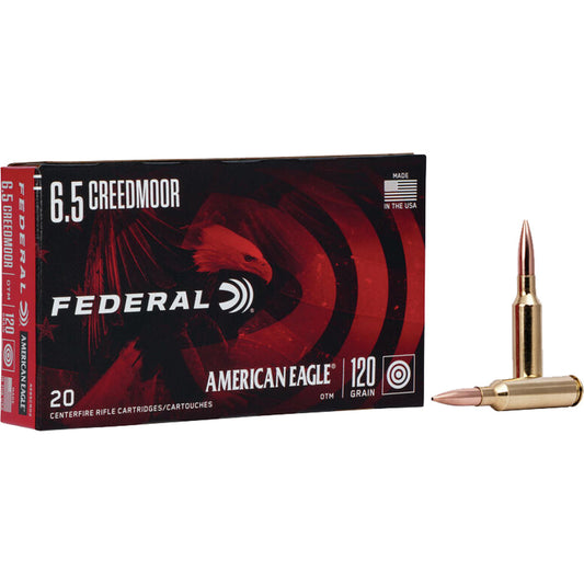 Federal American Eagle Rifle Ammo 6.5 Creedmoor 120 gr. Open Tip Match 20 rd.