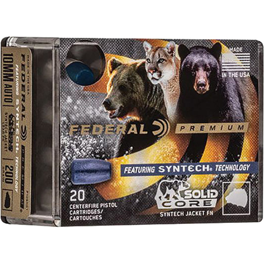 Federal Premium Pistol Ammo 10mm 200 gr. Solid Core Synthetic Jacket 20 rd.