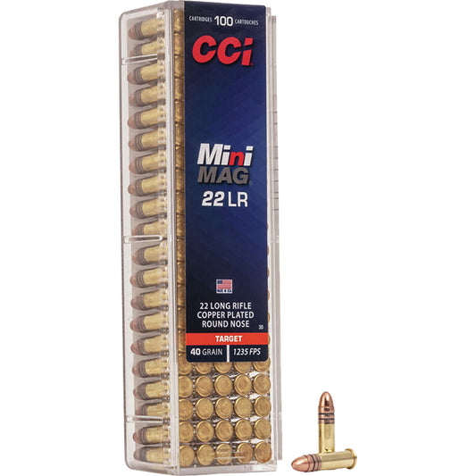 CCI Target & Plinking Mini-Mag Rimfire Ammo 22 LR 40 gr. Copper-Plated Round Nose 100 rd.