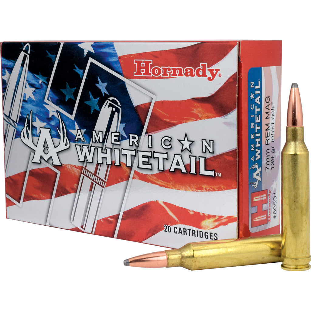 Hornady American Whitetail Rifle Ammo 7mm Rem Mag 139 gr. InterLock Spire Point 20 rd.