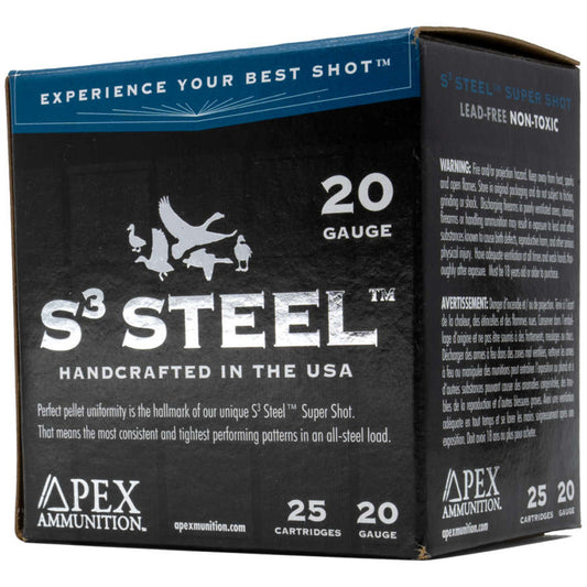 Apex Waterfowl S3 Steel Shotgun Ammo 20 ga. 3 in. 1oz #2  25rd