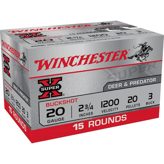 Winchester Super-X Value Pack Buck Shot 20 ga. 20 Pellets 3 Buck Shot 15 rd.