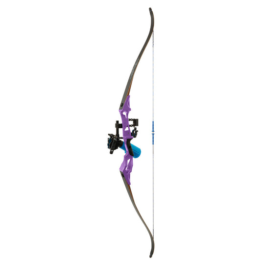 Fin Finder Bank Runner Bowfishing Recurve Package with Winch Pro Bowfishing Reel Purple 35 lbs. RH