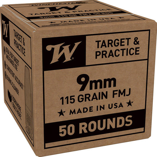 Winchester Target Pistol Ammo 9mm 115 gr. FMJ 50 rd