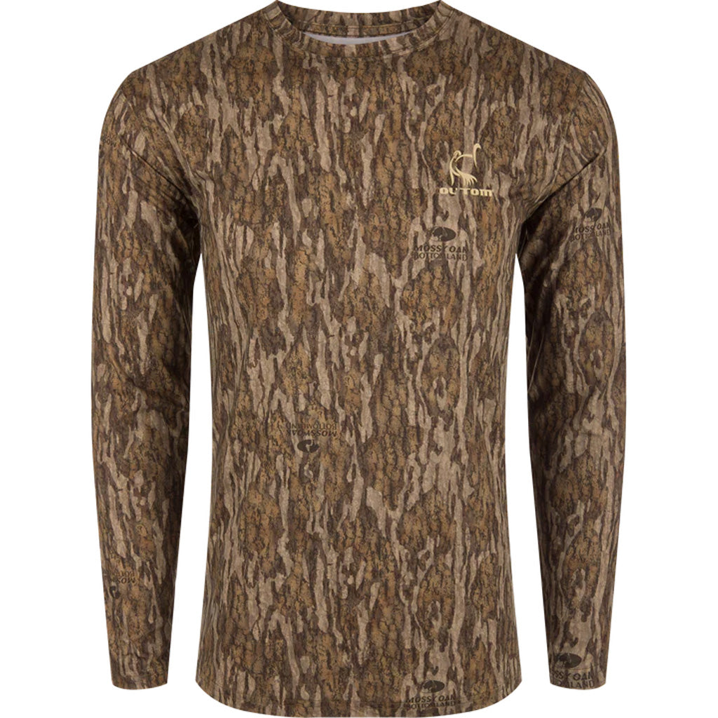 Drake Ol' Tom Performance Crew Camo Print LS MO Bottomland Medium