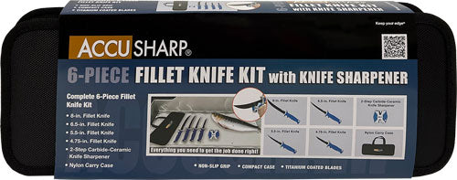 Accusharp 6-piece Fillet Knife - Kit W/sharpener & Zip Case