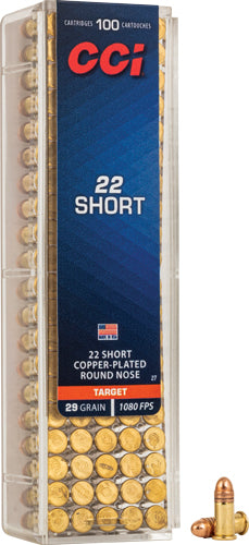 Cci 22 Short 29gr Plated Rn - 1080fps 100rd 50bx/cs