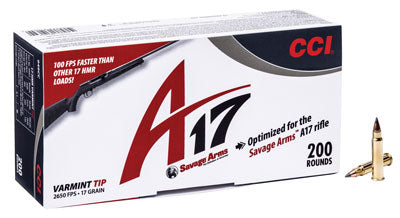 Cci A17 Varmint Tip 17hmr 17gr - 2650fps 200rd 10bx/cs