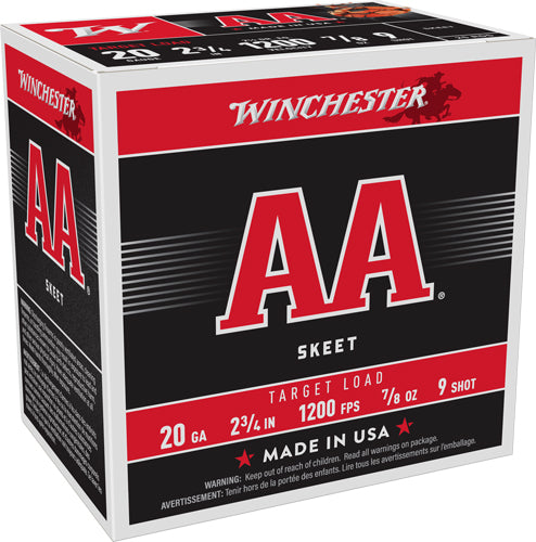 Winchester Aa 20ga 2.75" 7/8oz - #9 1200fps 250rd Case Lot